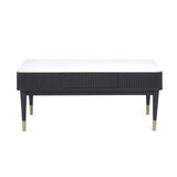 Marble Coffee Table With 2 Drawers - Louis