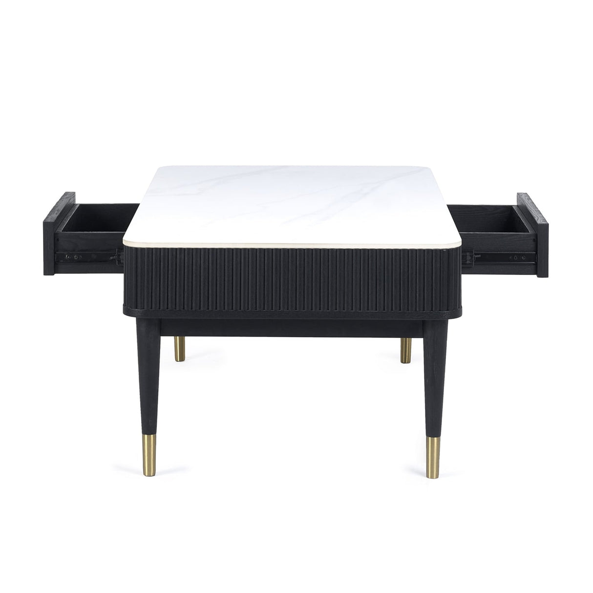 Marble Coffee Table With 2 Drawers - Louis