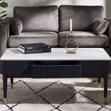 Marble Coffee Table With 2 Drawers - Louis