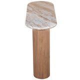 Marble Console Table Oval With Solid Mango Wood Pedestal - Ashford