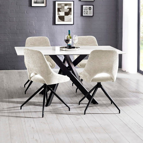 Marble Dining Table for 4 to 6 People Rectangular - Bradley