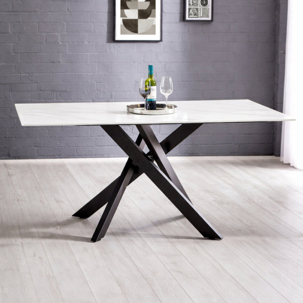 Marble Dining Table for 4 to 6 People Rectangular - Bradley