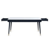 Marble Dining Table for 6 People With 2 Drawers - Louis