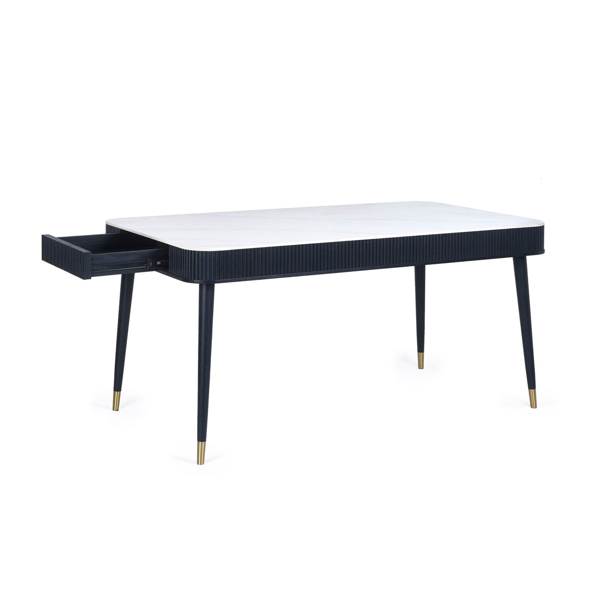 Marble Dining Table for 6 People With 2 Drawers - Louis