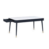 Marble Dining Table for 6 People With 2 Drawers - Louis