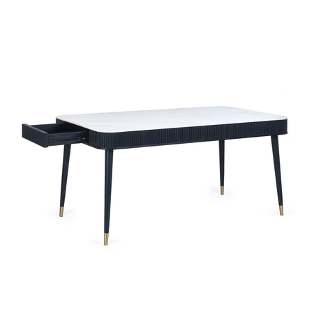 Marble Dining Table for 6 People With 2 Drawers - Louis