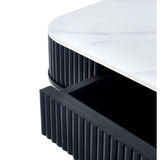 Marble Dining Table for 6 People With 2 Drawers - Louis