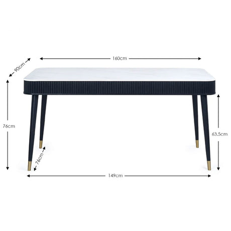 Marble Dining Table for 6 People With 2 Drawers - Louis