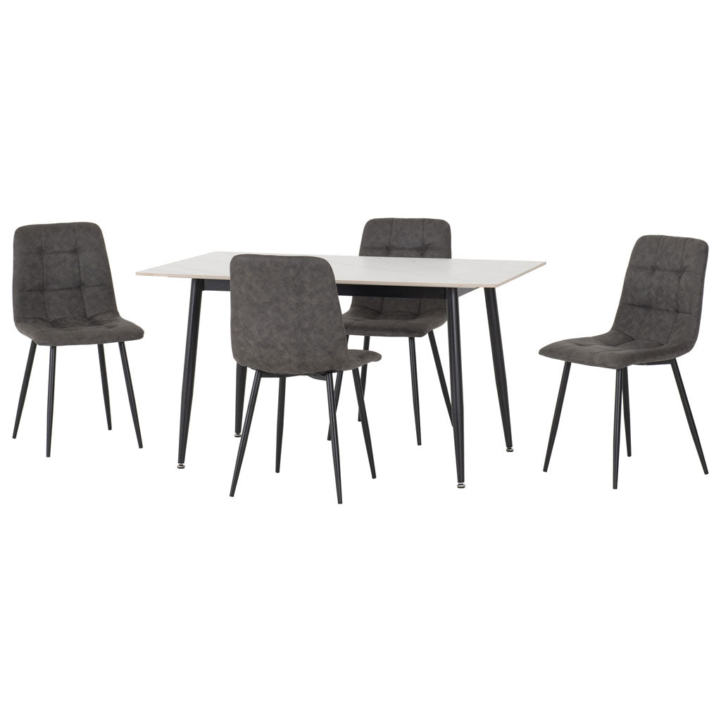 Marble Dining Table With 4 Dining Chairs - Fenton