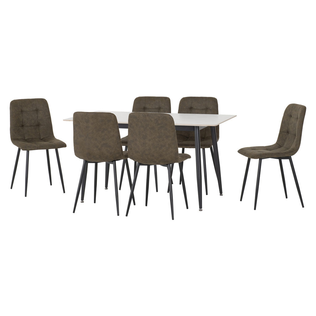 Marble Dining Table With 6 Dining Chairs - Fenton