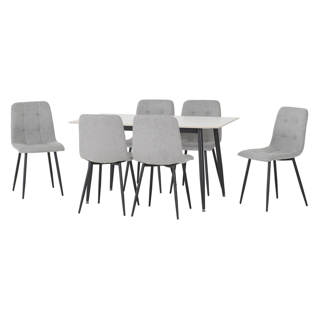 Marble Dining Table With 6 Dining Chairs - Fenton