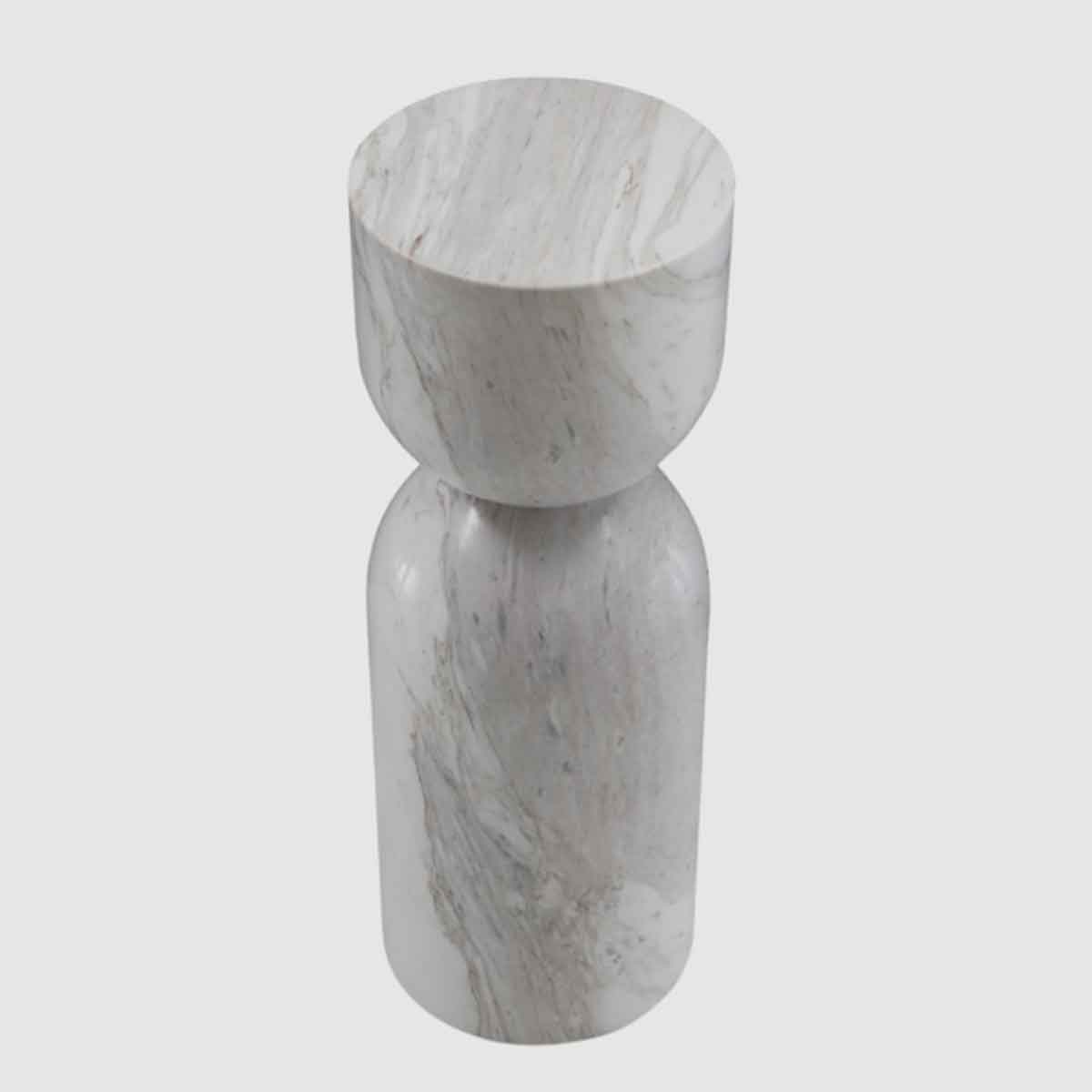 Marble Lamp Table 20cm Wide Round - Salt