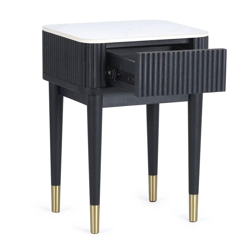 Marble Lamp Table With 1 Drawer - Louis