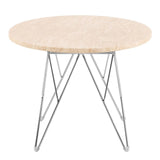 Marble Side Table Round With Chrome Coated Steel Base - Prunus