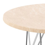 Marble Side Table Round With Chrome Coated Steel Base - Prunus