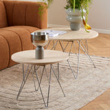 Marble Side Table Round With Chrome Coated Steel Base - Prunus