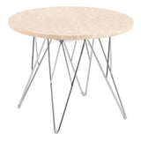 Marble Side Table Round With Chrome Coated Steel Base - Prunus