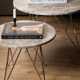 Marble Side Table Round With Chromed Steel Wire Base - Prunus