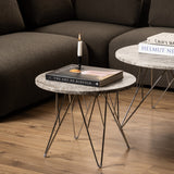 Marble Side Table Round With Chromed Steel Wire Base - Prunus