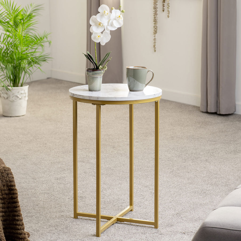 Marble Side Table Round - Dallas