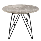 Marble Side Table Round With Matt Black Coated Steel Base - Prunus