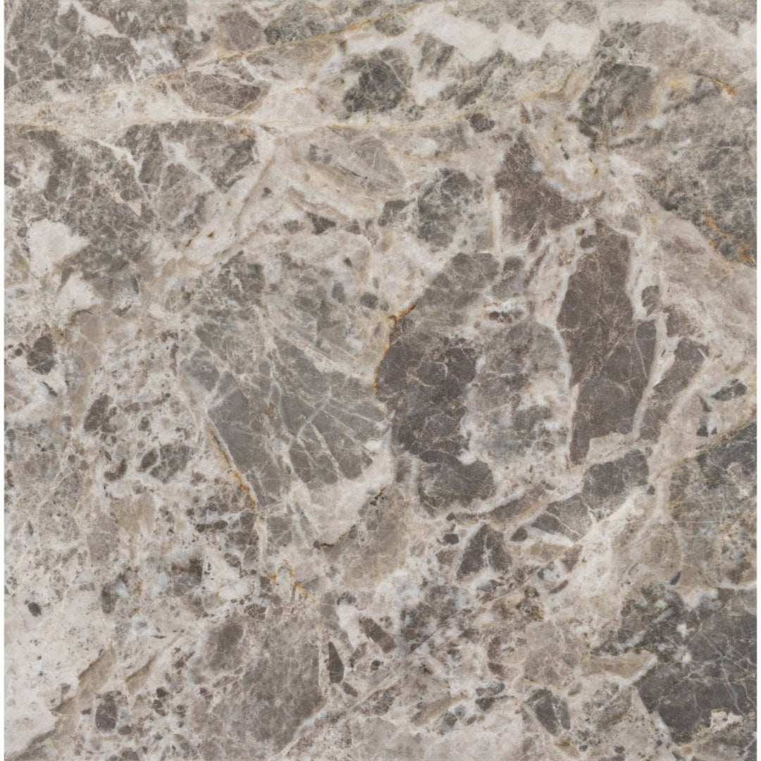 Marble Side Table Round With Matt Black Coated Steel Base - Prunus