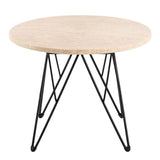 Marble Side Table Round With Matt Black Coated Steel Base - Prunus