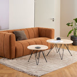 Marble Side Table Round With Matt Black Coated Steel Base - Prunus