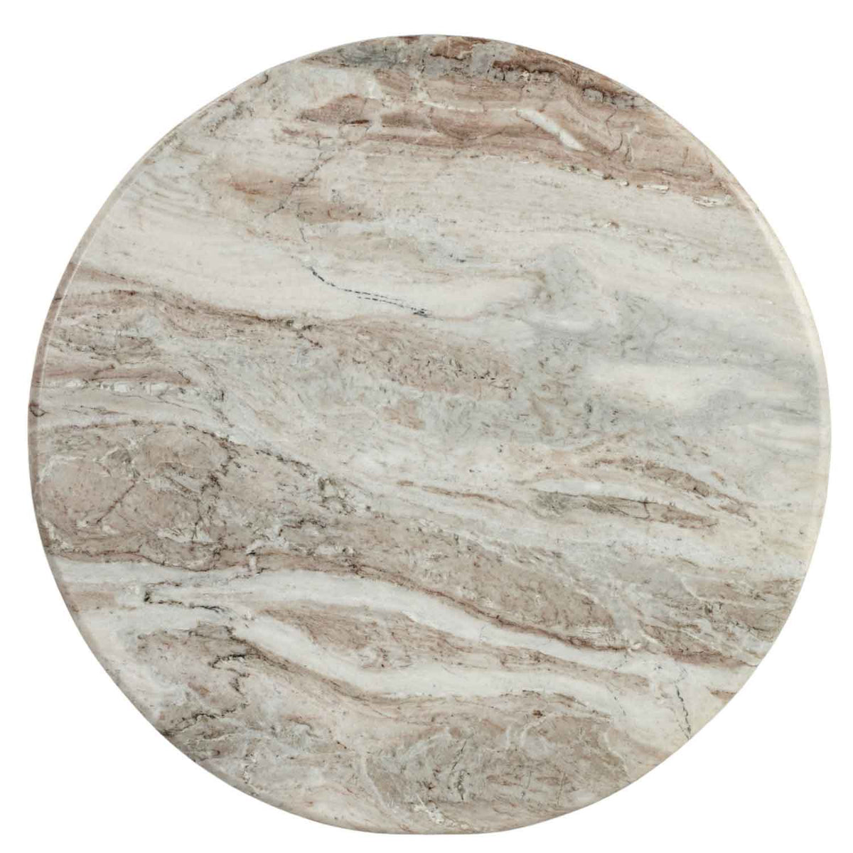 Marble Top Coffee Table 80cm Wide Round With Wooden Base - Ashford