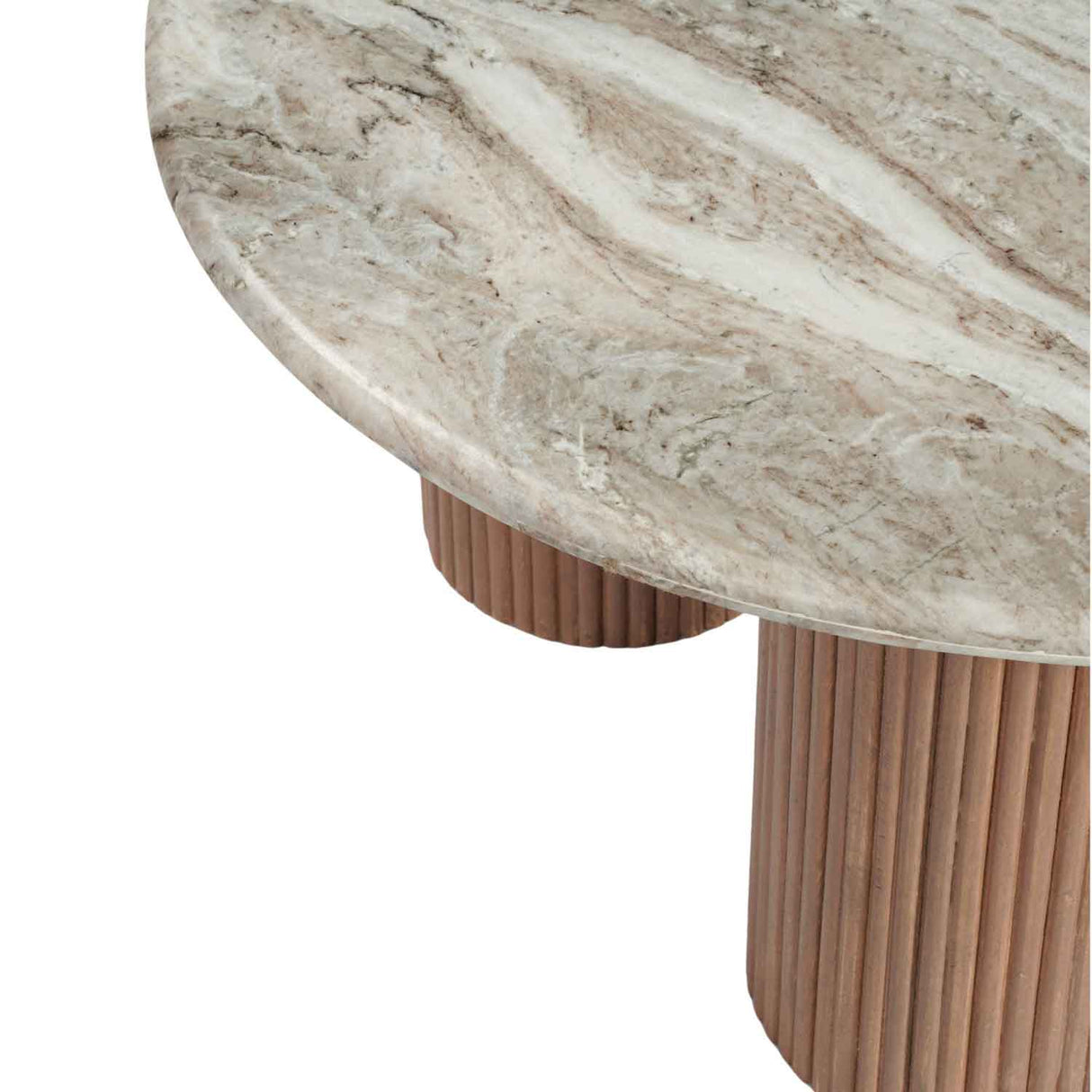 Marble Top Coffee Table 80cm Wide Round With Wooden Base - Ashford