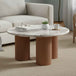 Marble Top Coffee Table 80cm Wide Round With Wooden Base - Ashford