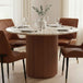 Marble Top Dining Table 100cm Wide Round With Wooden Base for 4 People - Ashford