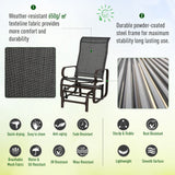 Mesh Fabric  3 Pieces Garden Gliding Chair Set With Glass Top Coffee Table - Velmora