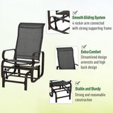 Mesh Fabric  3 Pieces Garden Gliding Chair Set With Glass Top Coffee Table - Velmora