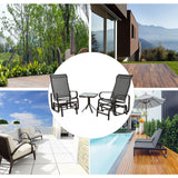 Mesh Fabric  3 Pieces Garden Gliding Chair Set With Glass Top Coffee Table - Velmora