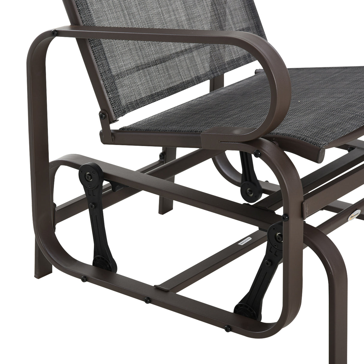 Mesh Fabric  3 Pieces Garden Gliding Chair Set With Glass Top Coffee Table - Velmora