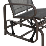 Mesh Fabric  3 Pieces Garden Gliding Chair Set With Glass Top Coffee Table - Velmora