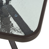 Mesh Fabric  3 Pieces Garden Gliding Chair Set With Glass Top Coffee Table - Velmora