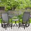 Mesh Fabric  3 Pieces Garden Gliding Chair Set With Glass Top Coffee Table - Velmora