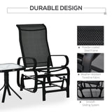 Mesh Fabric  3 Pieces Garden Gliding Chair Set With Glass Top Coffee Table - Velmora
