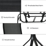 Mesh Fabric  3 Pieces Garden Gliding Chair Set With Glass Top Coffee Table - Velmora