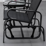 Mesh Fabric  3 Pieces Garden Gliding Chair Set With Glass Top Coffee Table - Velmora