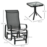 Mesh Fabric  3 Pieces Garden Gliding Chair Set With Glass Top Coffee Table - Velmora