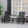 Mesh Fabric  3 Pieces Garden Gliding Chair Set With Glass Top Coffee Table - Velmora