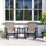 Mesh Fabric 2 Seater Garden Glider Rocking Chairs - Velmora