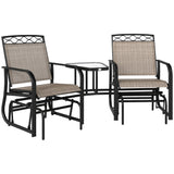 Mesh Fabric 2 Seater Garden Glider Rocking Chairs - Velmora