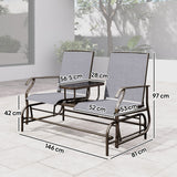 Mesh Fabric 2 Seater Glider Garden Bench - Velmora