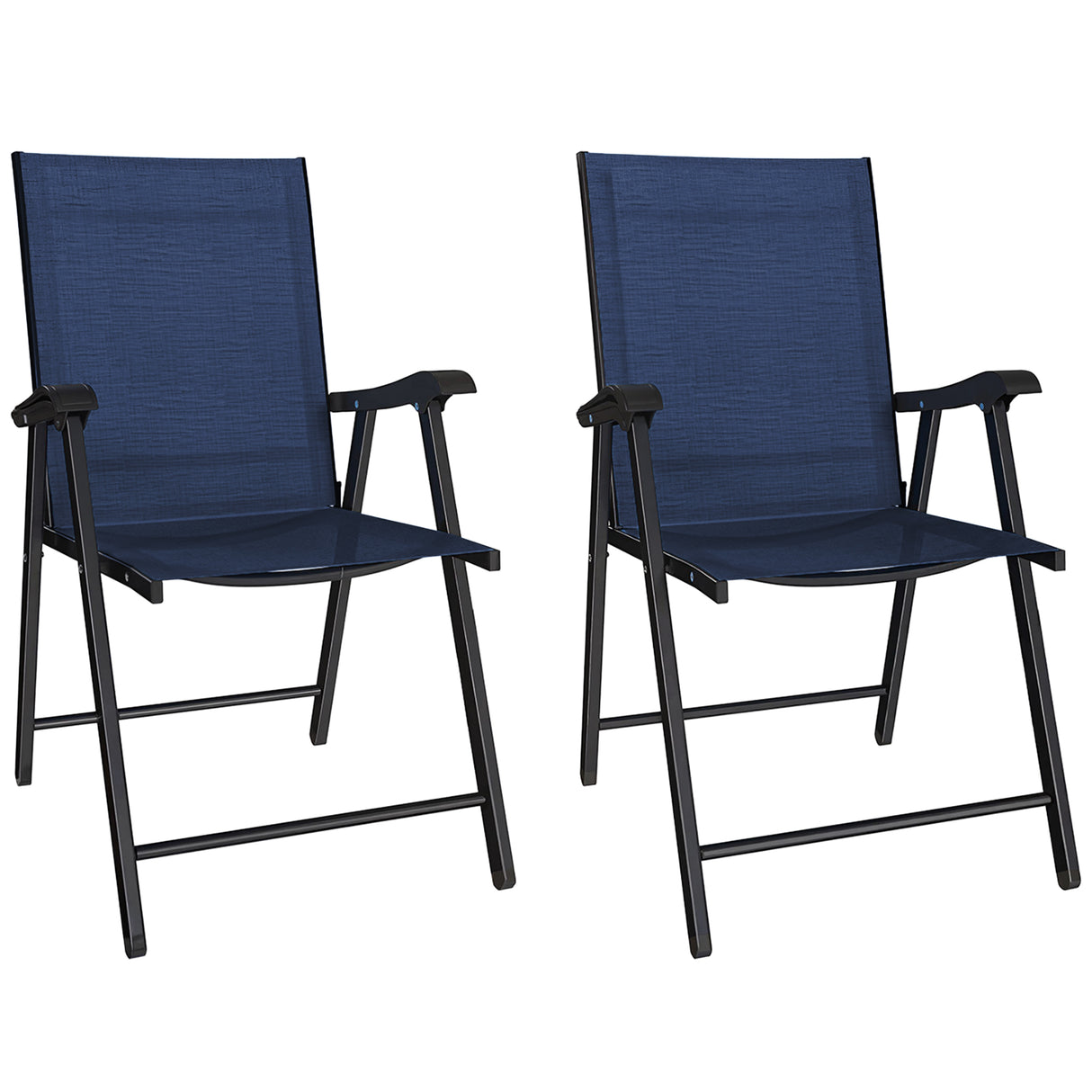 Mesh Fabric Folding Garden Chairs in Set of 2 - Velmora