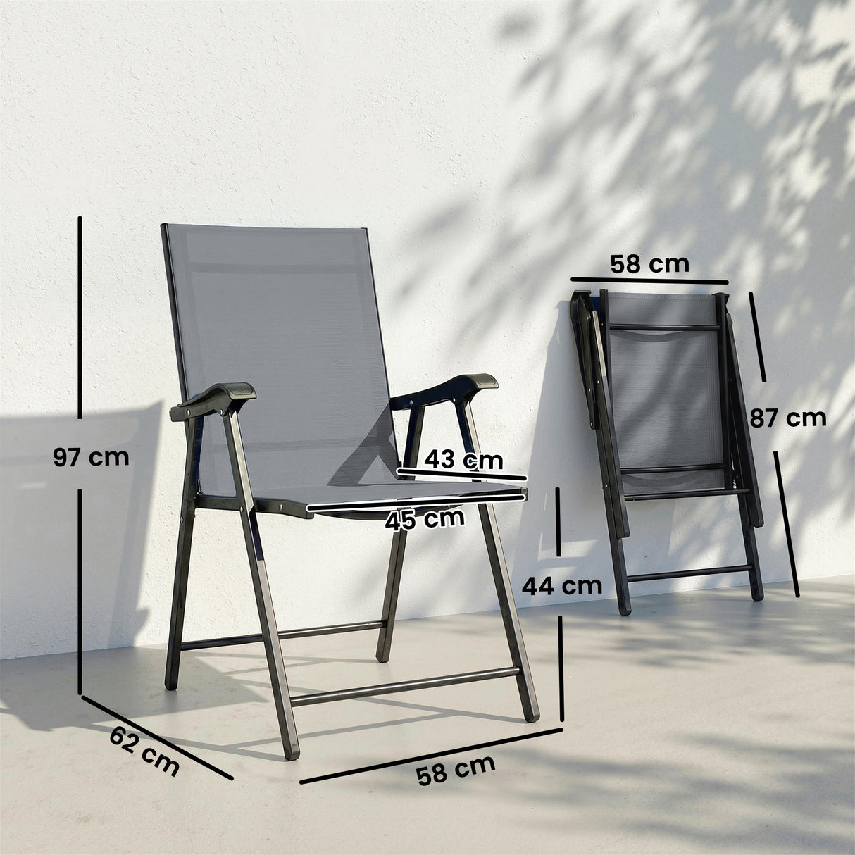 Mesh Fabric Folding Garden Chairs in Set of 2 - Velmora