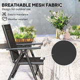 Mesh Fabric Folding Garden Chairs in Set of 2 With Armrests for Balcony - Velmora